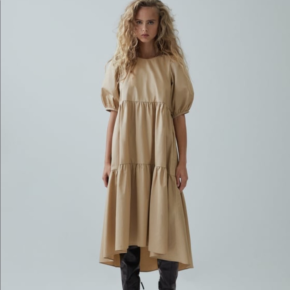 Zara Asymmetric Poplin Dress